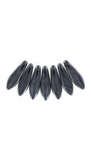 Czech Glass Daggers beads 5x16mm Jet hematite 23980-14400
